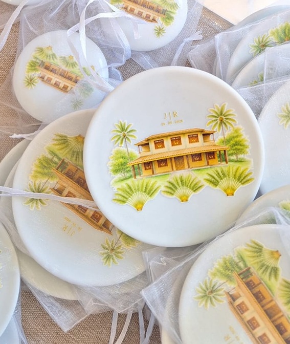 Joia do dia de porcelana para madrinhas de casamento