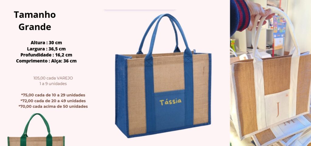 Bolsa de praia personalizada para Madrinhas e padrinhos de casamento em juta
