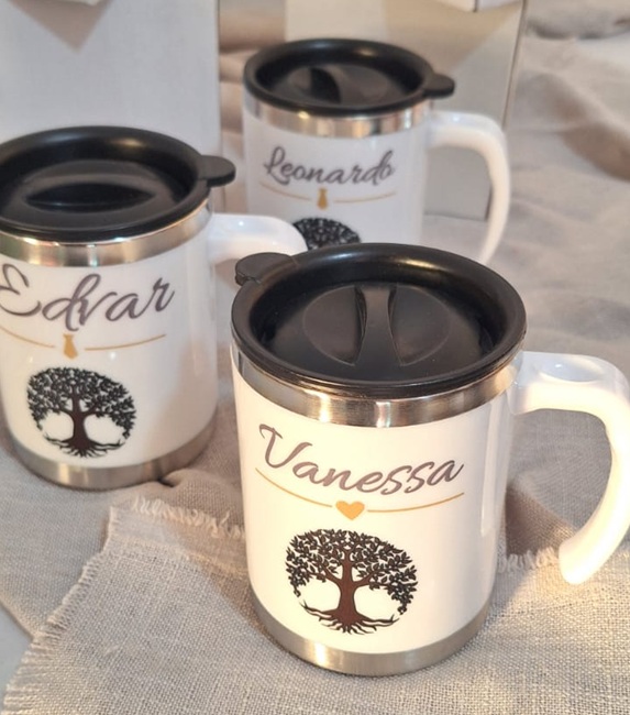 Canecas personalizada de INOX CONVITE PADRINHOS CASAMENTO