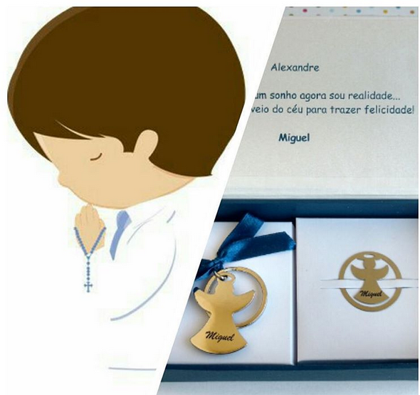 lembrancinhas de batizado de anjo kit de chaveiro e marcador
