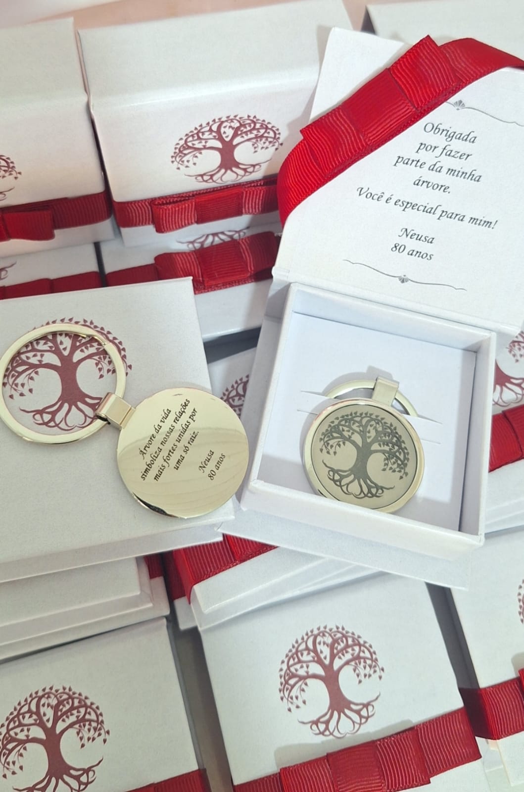 Lembrancinhas de Aniversário para Adulto Chaveiro 80 anos Arvore da Vida