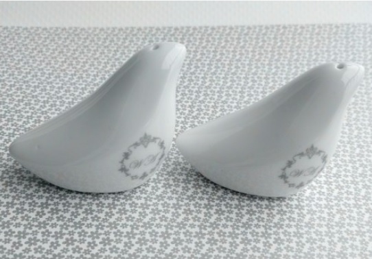 Lembrancinhas de Casamento Diferentes de saleiro e pimenteiro casal passaros