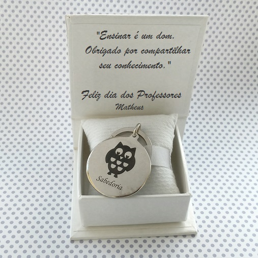 presente para professores coruja chaveiro