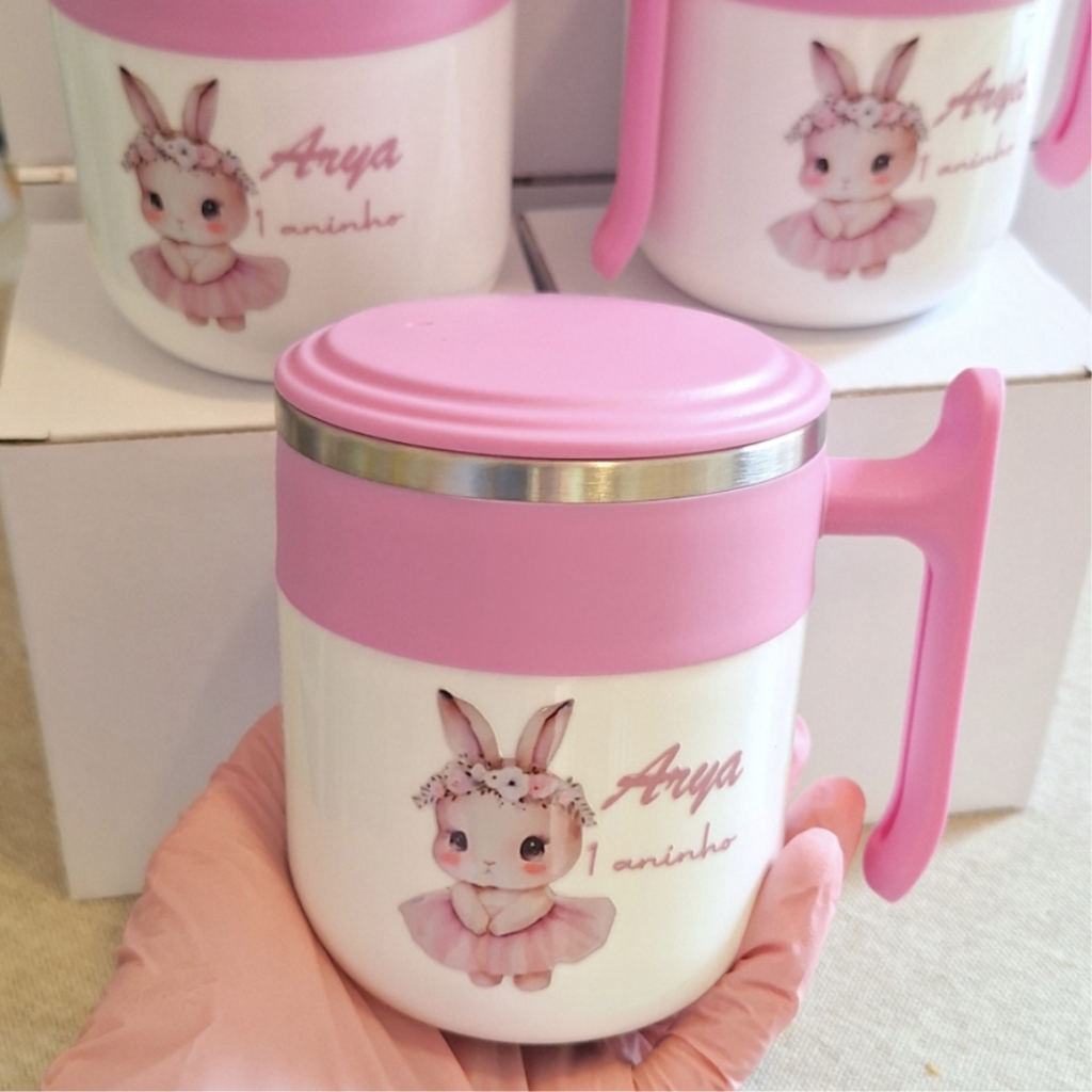 Lembrancinhas de aniversário 1 ano menina bailarina caneca inox