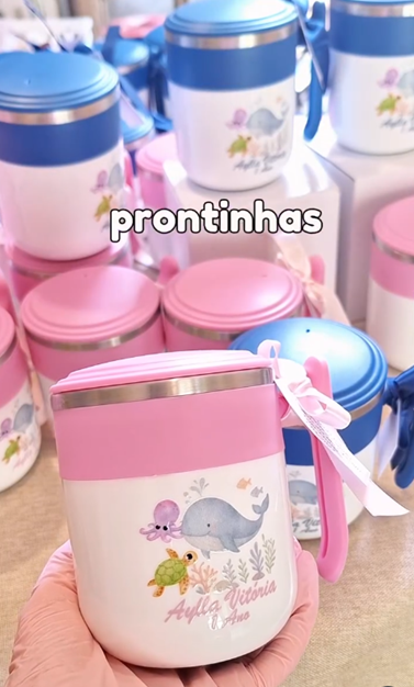 lembrancinhas fundo do mar canecas personalizadas de inox para festa 1 ano